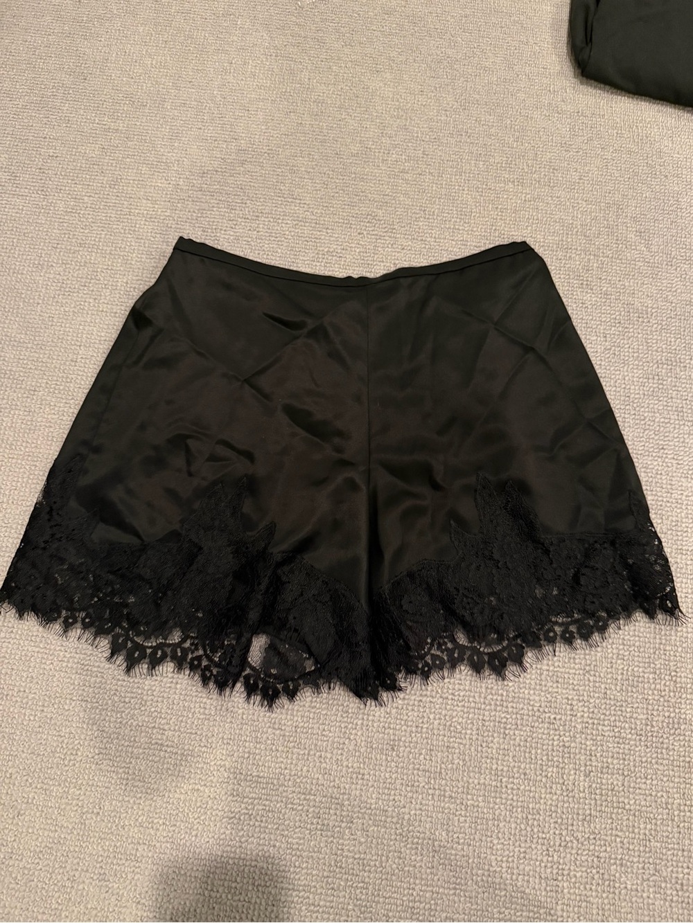 Reformation Black High-Waist Lace-Trim Shorts